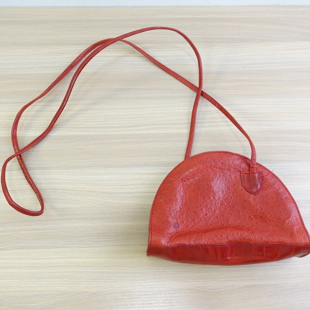 Vintage Ostrich Bag Italian Crossbody Crocodile Red Crescent DANIELLE NICOLE